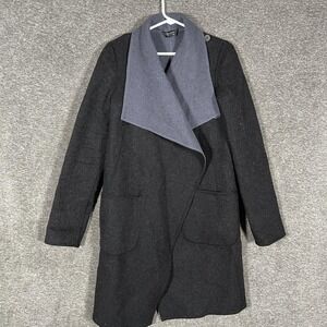 Peruvian Connection Coat Womens XS Black Baby Alpaca Shawl Collar Open Front